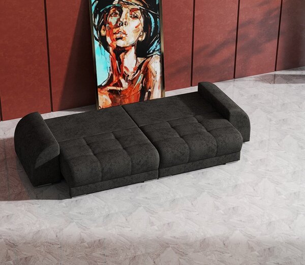 Canapea extensibilă dumonde cu 2 lăzi de depozitare Verona Enjoy Black 310x120 cm