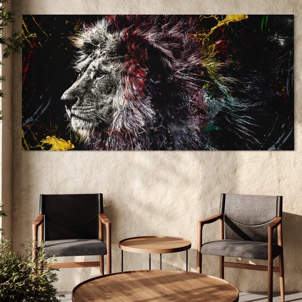 Tablou Canvas Premium LuxCanva® B1070, The Lion Look , Decorativ, Birou, Leu, Rege, Dormitor, Jungla, Colorat