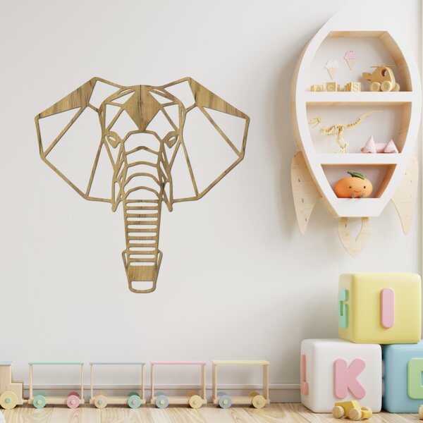 Decorațiune murală din lemn cu cap de elefant | LOXOD