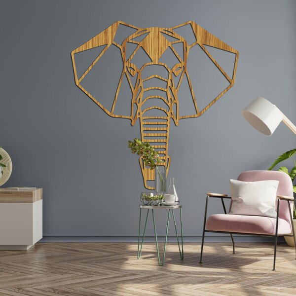 Decorațiune murală din lemn cu cap de elefant | LOXOD