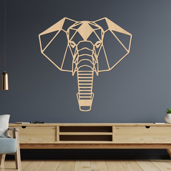 Decorațiune murală din lemn cu cap de elefant | LOXOD