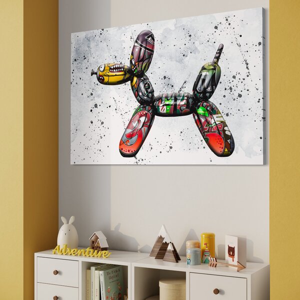 Tablou Canvas Premium LuxCanva® B1043, Pop Art Dog Balloon , Dormitor, Copii, Caine, Balon, Culori Vibrante