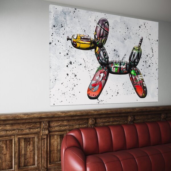 Tablou Canvas Premium LuxCanva® B1043, Pop Art Dog Balloon , Dormitor, Copii, Caine, Balon, Culori Vibrante