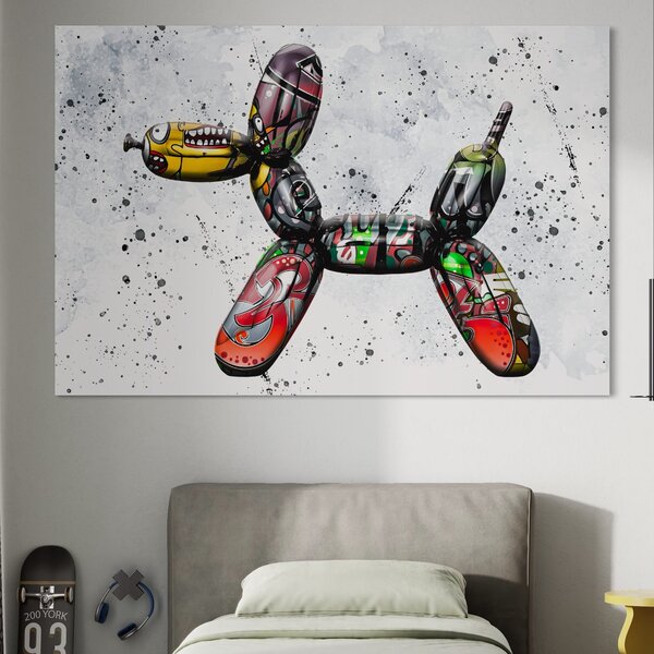 Tablou Canvas Premium LuxCanva® B1043, Pop Art Dog Balloon , Dormitor, Copii, Caine, Balon, Culori Vibrante