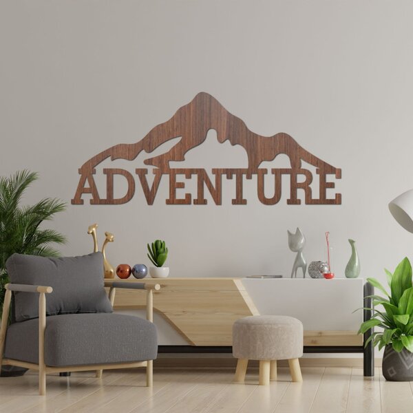 Pictură murală sculptată în lemn reprezentând un munte - AVENTURĂ