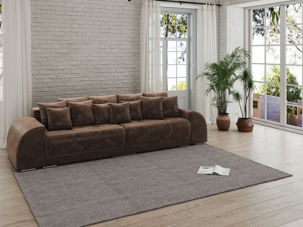 Canapea extensibilă dumonde cu 2 lăzi de depozitare si sezut confortabil din spuma high-density,Verona Madagaskar Brown 310x120 cm