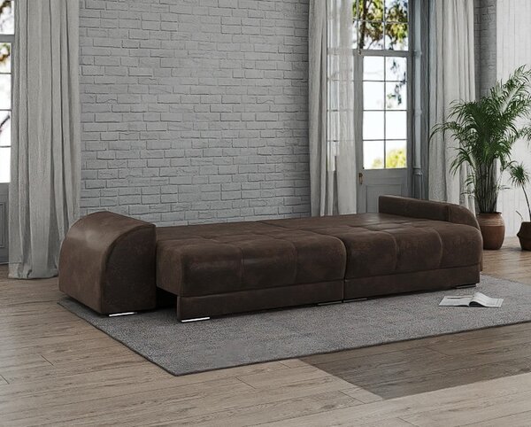 Canapea extensibilă dumonde cu 2 lăzi de depozitare si sezut confortabil din spuma high-density,Verona Madagaskar Brown 310x120 cm