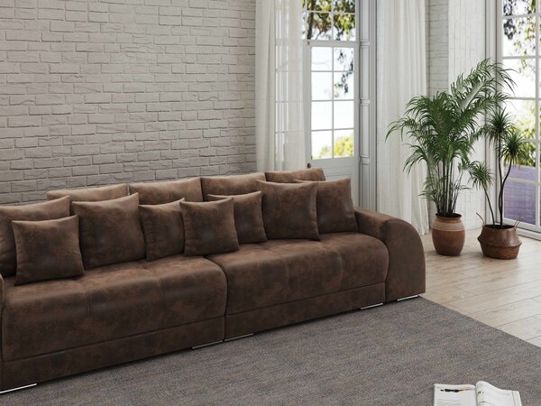 Canapea extensibilă dumonde cu 2 lăzi de depozitare si sezut confortabil din spuma high-density,Verona Madagaskar Brown 310x120 cm