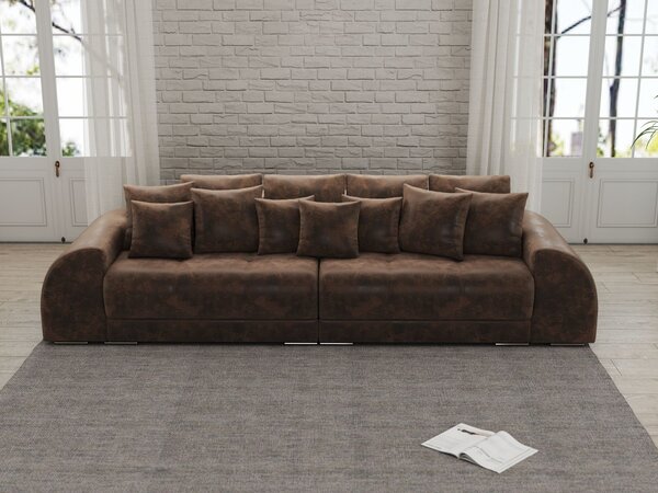 Canapea extensibilă dumonde cu 2 lăzi de depozitare si sezut confortabil din spuma high-density,Verona Madagaskar Brown 310x120 cm