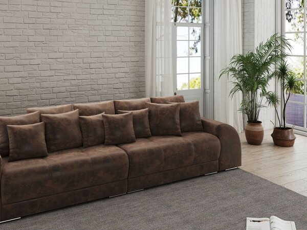 Canapea extensibilă dumonde cu 2 lăzi de depozitare si sezut confortabil din spuma high-density,Verona Madagaskar Brown 310x120 cm