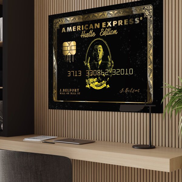 Tablou Canvas Premium LuxCanva® B1039, Hustle Edition , Decorativ, DiCaprio, Money, Wall Street, Auriu