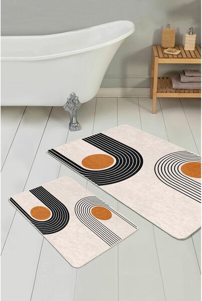 Covorașe de baie bej 2 buc. din catifea 60x100 cm Dot Arch – Mila Home