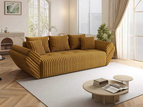 Canapea extensibilă dumonde cu ladă de depozitare Berlin Ambience Mustar 250x100 cm