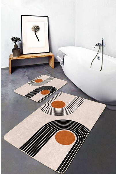 Covorașe de baie bej 2 buc. din catifea 60x100 cm Dot Arch – Mila Home