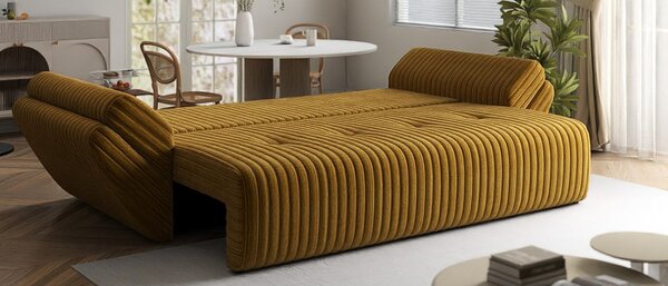Canapea extensibilă dumonde cu ladă de depozitare Berlin Ambience Mustar 250x100 cm