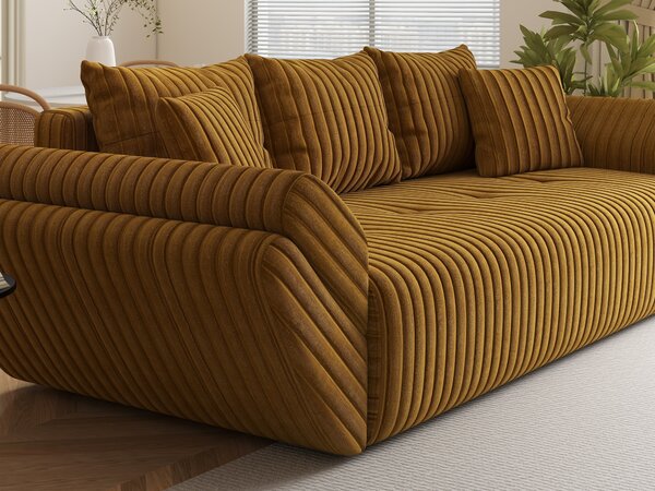 Canapea extensibilă dumonde cu ladă de depozitare Berlin Ambience Mustar 250x100 cm