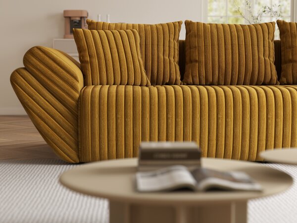 Canapea extensibilă dumonde cu ladă de depozitare Berlin Ambience Mustar 250x100 cm