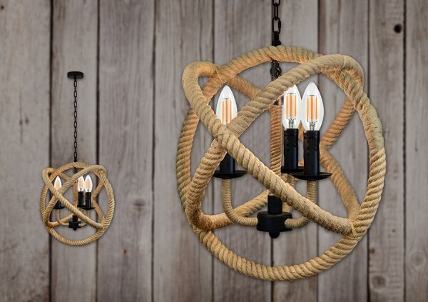 Lampa suspendata ROPE GLOBO 3xE14/10W/230V