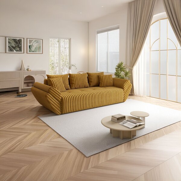 Canapea extensibilă dumonde cu ladă de depozitare Berlin Ambience Mustar 250x100 cm