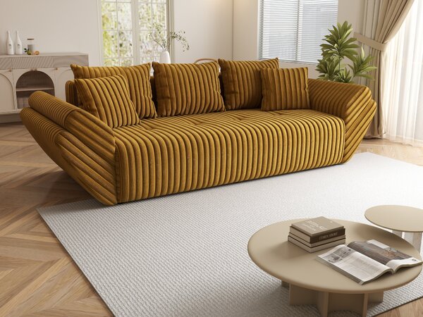 Canapea extensibilă dumonde cu ladă de depozitare Berlin Ambience Mustar 250x100 cm
