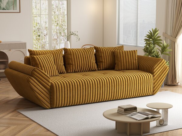 Canapea extensibilă dumonde cu ladă de depozitare Berlin Ambience Mustar 250x100 cm