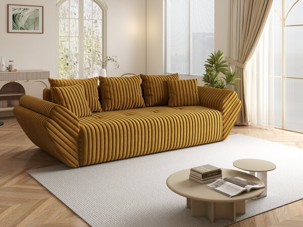 Canapea extensibilă dumonde cu ladă de depozitare Berlin Ambience Mustar 250x100 cm