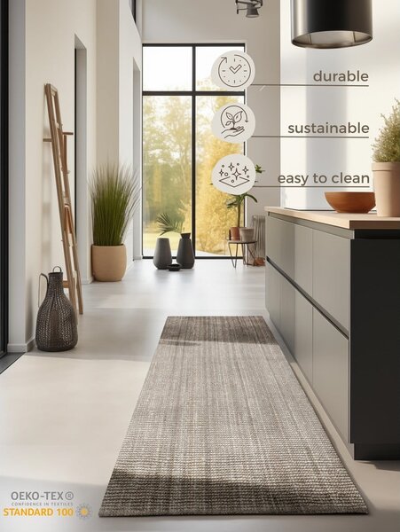 Covor tip traversă taupe din iută 80x200 cm Bouclé – Hanse Home