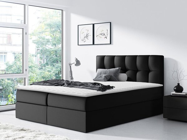 Pat matrimonial Boxspring 180 cm Cinara (piele ecologică soft 017 (Alb). 1054108
