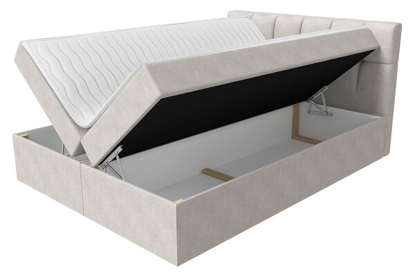 Pat matrimonial Boxspring 180 cm Cinara (piele ecologică soft 011 (Negru). 1054111