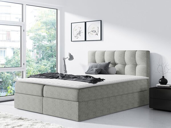 Pat matrimonial Boxspring 180 cm Cinara (piele ecologică soft 011 (Negru). 1054111