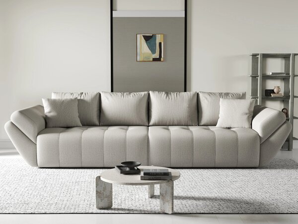 Canapea extensibilă dumonde cu ladă de depozitare si sezut confortabil din spuma high-density, Berlin Enjoy Beige 300x100 cm