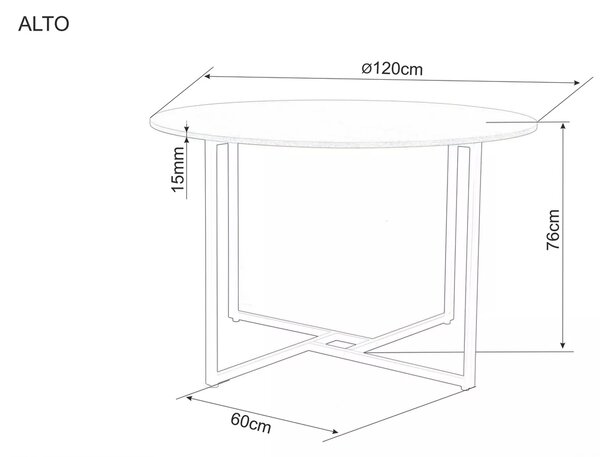 Masa rotunda de dining cu blat in decor stejar ALTO 120x120