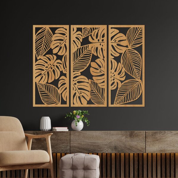 Pictură murală monstera din trei piese | LAJFEN