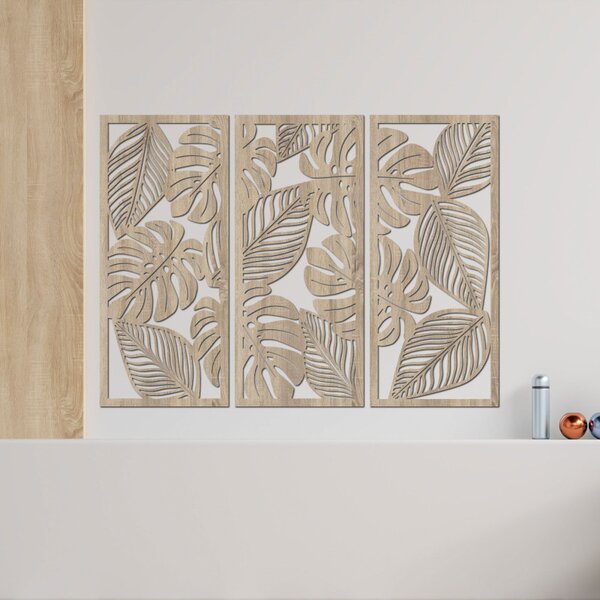 Pictură murală monstera din trei piese | LAJFEN