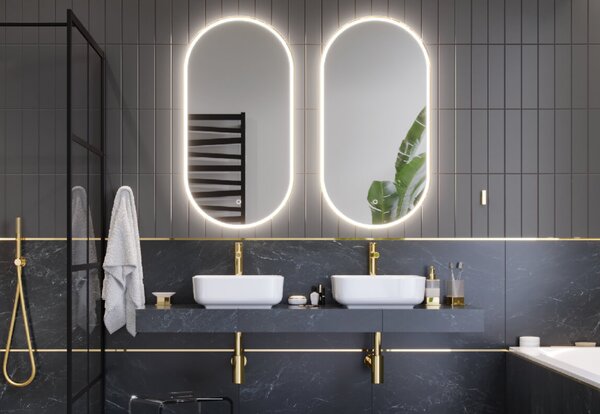 Excellent Corido oglindă 50x100 cm oval cu iluminare da auriu DOEX.CO100.050.GL