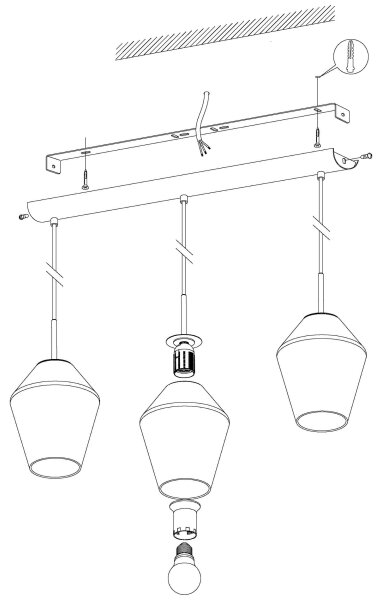 Eglo 96774 - Lustră suspendată pe cablu MURMILLO 3xE27/28W/230V
