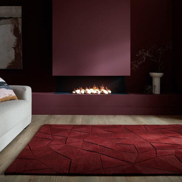 Covor burgundy țesut manual din lână 120x170 cm Shard Red – Flair Rugs