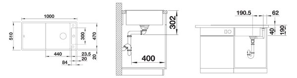 Blanco Axia III XL 6 S chiuvetă din granit 100x51 cm alb 523504