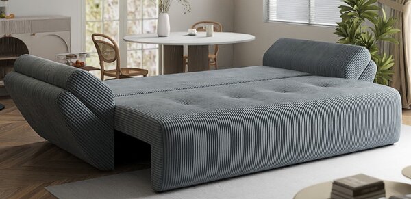 Canapea extensibilă dumonde cu ladă de depozitare si sezut confortabil din spuma high-density, Berlin Zoom Grey 250x100 cm