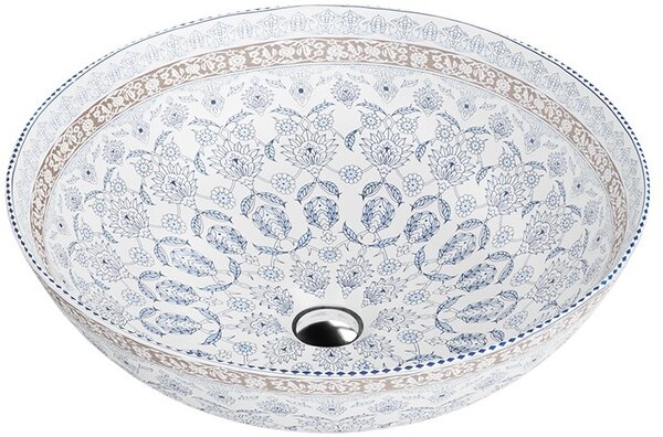 LaVita Folklor lavoar 40x40 cm rotund de blat alb-albastru luciu 5900378334194