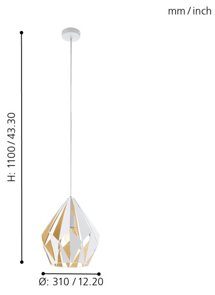 Eglo 49932 - Lampa suspendata CARLTON 1 1xE27/60W/230V