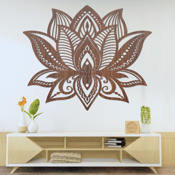 Pictură murală din lemn cu floare de lotus | LOTONIS