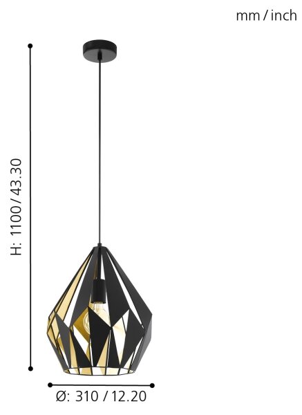 Eglo 49931 - Lampa suspendata CARLTON 1 1xE27/60W/230V