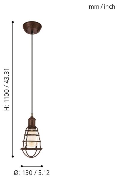Eglo 49809 - Corp de iluminat pendul PORT SETON 1xE27/60W