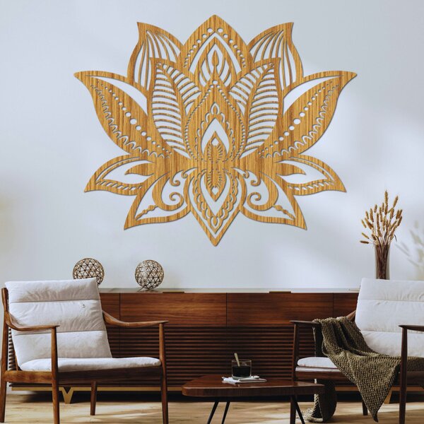 Pictură murală din lemn cu floare de lotus | LOTONIS