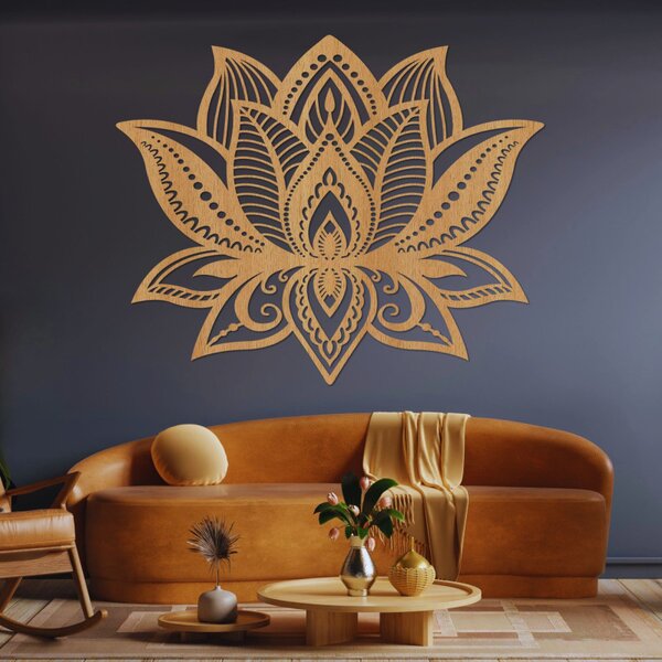 Pictură murală din lemn cu floare de lotus | LOTONIS