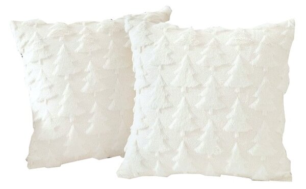 Fete de perna decorative, 45x45 cm, set 2 buc, Craciun, braduti, alb