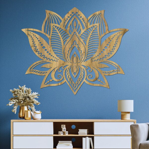 Pictură murală din lemn cu floare de lotus | LOTONIS
