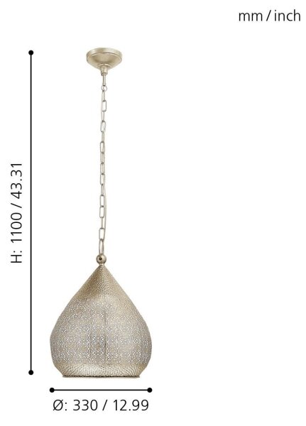 Eglo 49768 - Lampă suspendată MELILLA 1xE27/60W
