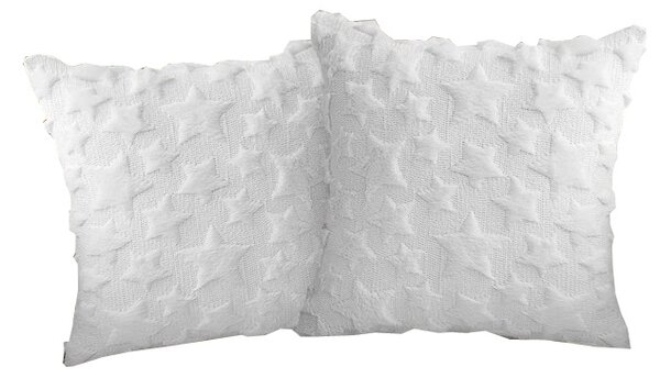 Fete de perna decorative, 45x45 cm, set 2 buc, Craciun, stelute, alb